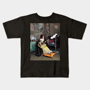 Woman With a Parrot by Raimundo Madrazo Kids T-Shirt